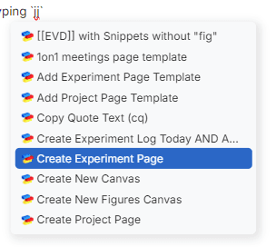 creating a new experiment from the smartblock hotkey menu